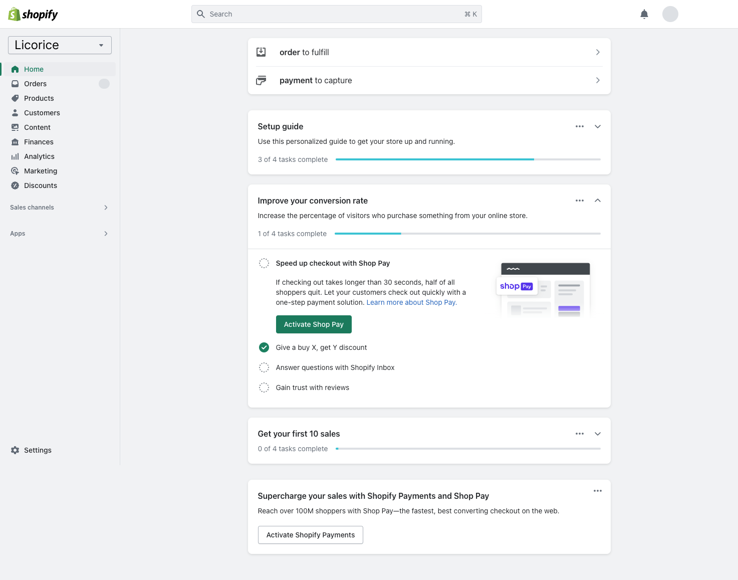 Licorice dashboard